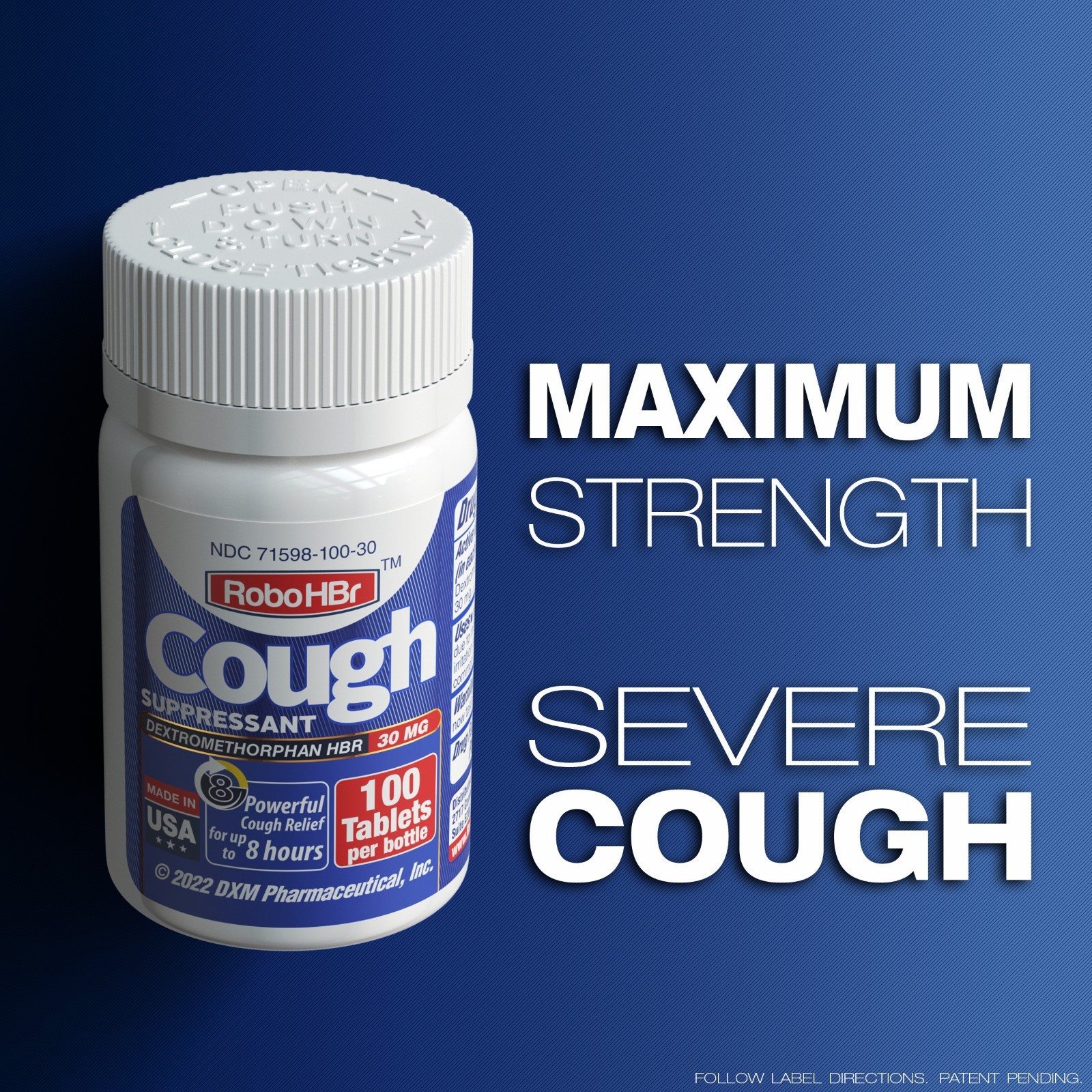 9 PACK HBr Cough suppressant 100 Tablets 30mg of Dextromethorphan Hbr