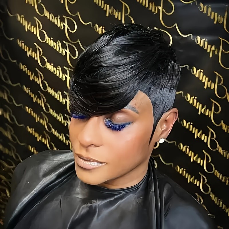 Women Pixie Cut Black Short Bob Wigs Brazilian None Lace Hairstyles Wigs