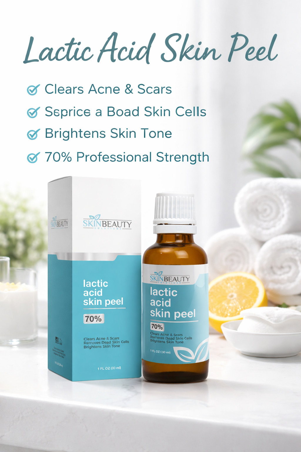 70% Lactic Acid Skin Peel Professional Exfoliating Resurfacing Facial Care