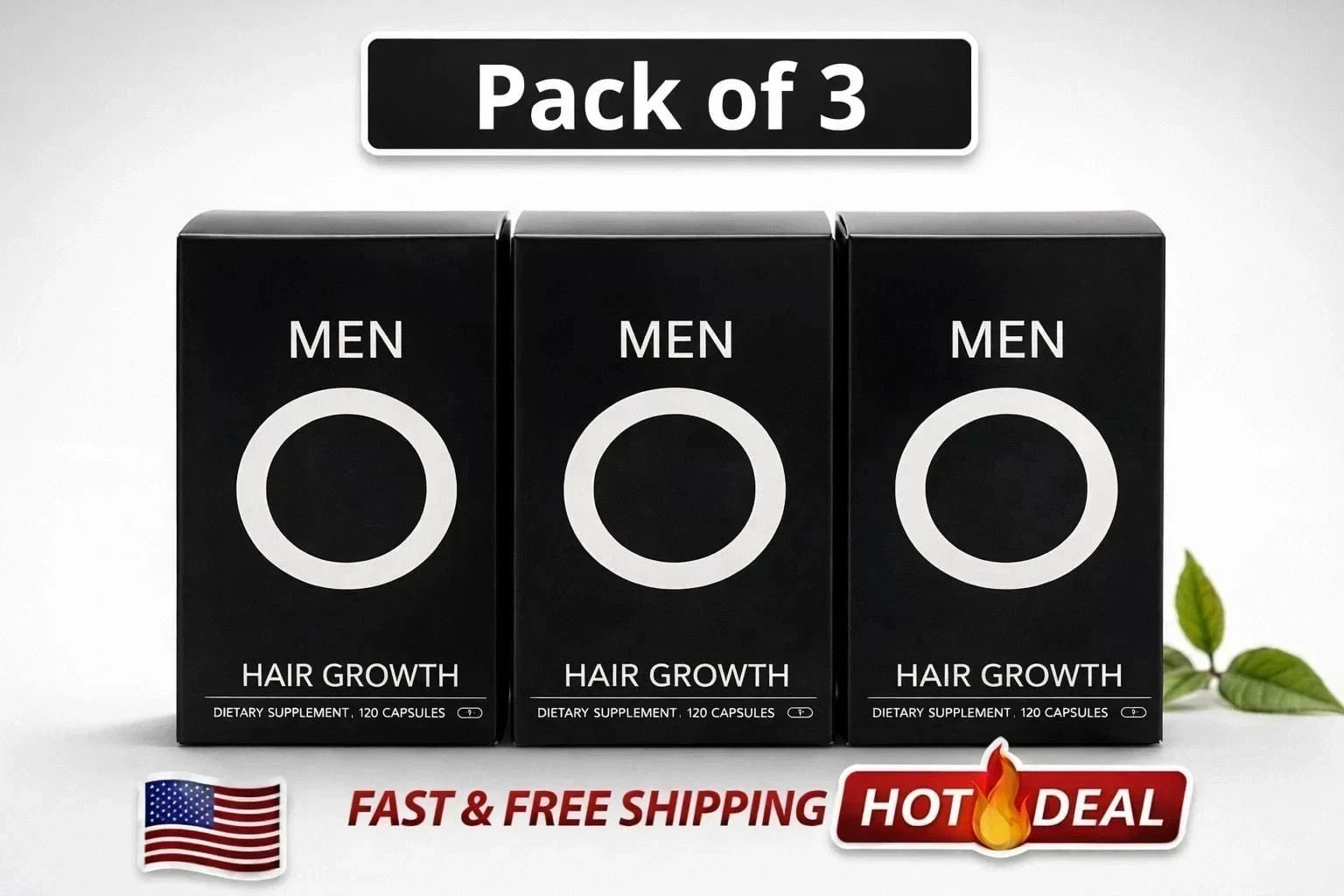 Pack Of 3 Men’s Hair Growth Total 360 Capsules Exp 2027 Ship From USA
