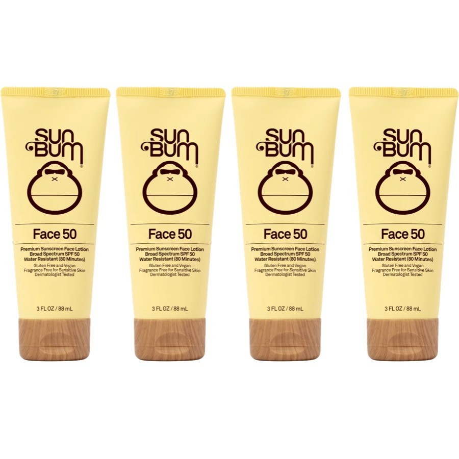 Lot of 4 Sun Bum Broad Spectrum 50 SPF Premium Sunscreen Face Lotion 3 Oz
