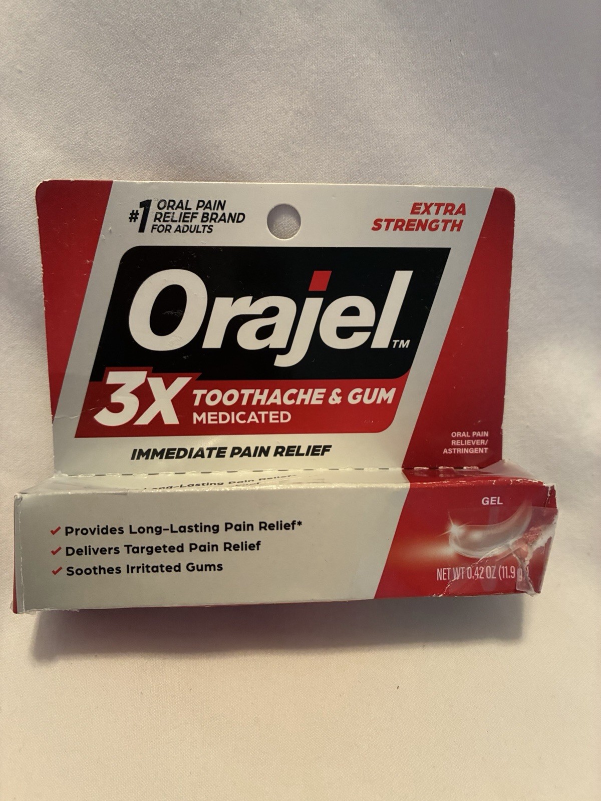 Orajel 3X Medicated for Toothache and Gum, Instant Pain Relief Gel, 0.42oz