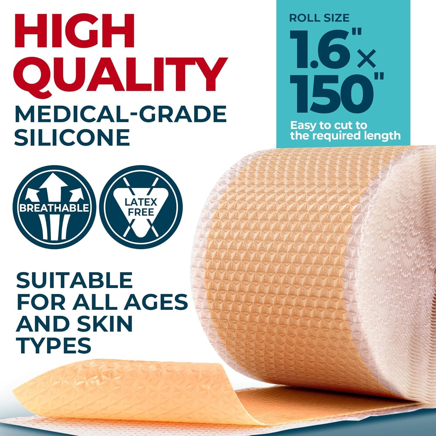 Medical Grade Silicone Scar Tape – 1.6”x150” – Visible Difference on Keloid &…