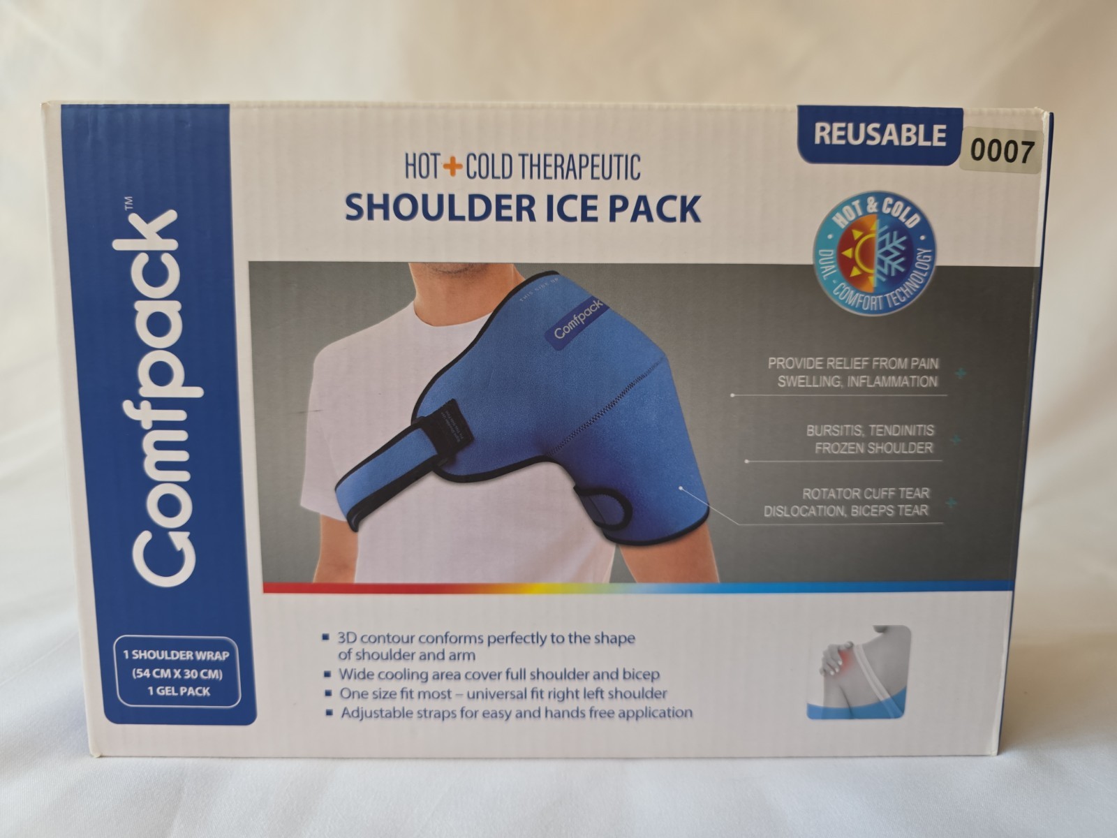 Shoulder Ice Pack Brace 3D Gel Hot Cold Compression With Neoprene Comfort Cover