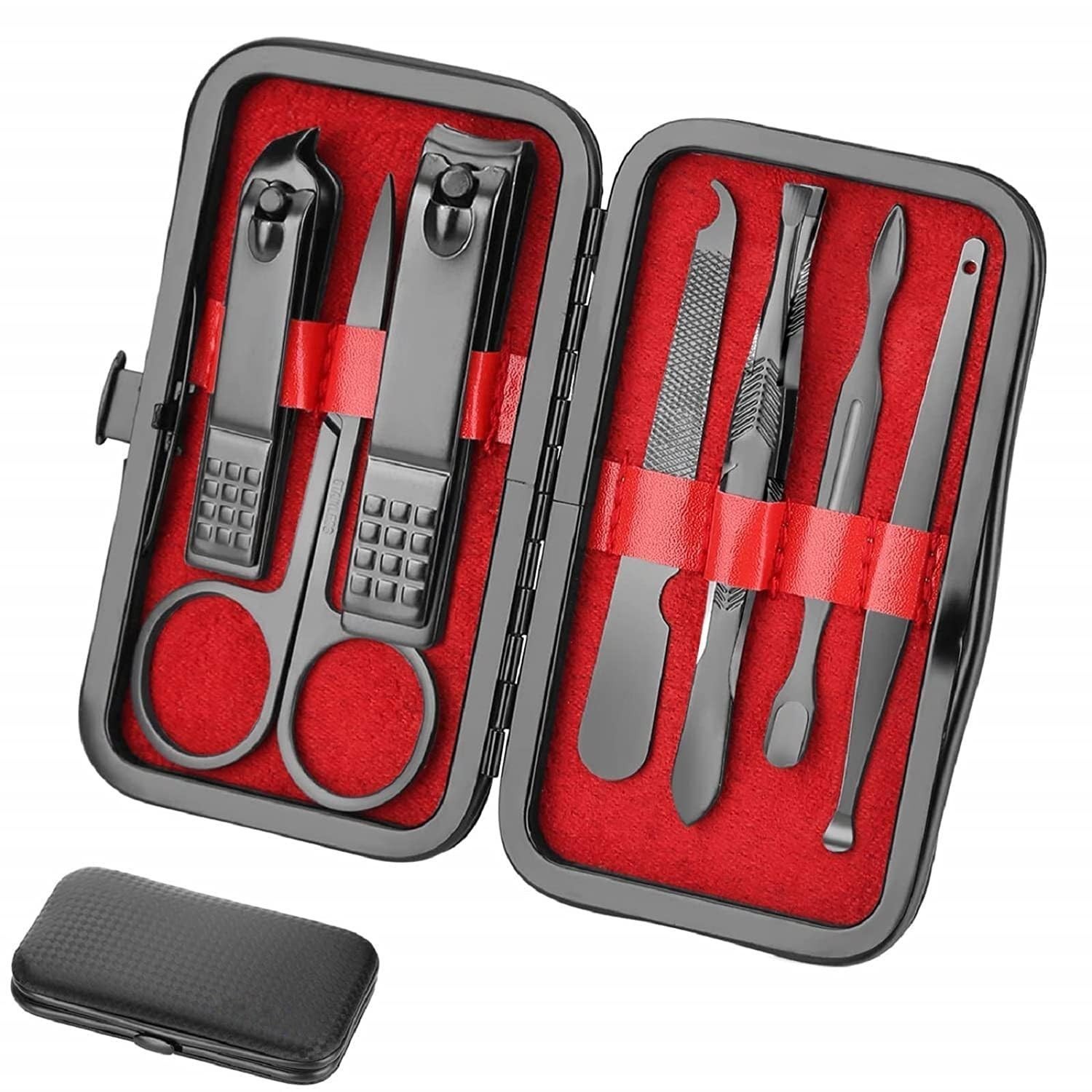Stainless Steel Manicure Set Finger Nail Clippers Scissors Grooming Kit-7 Pcs