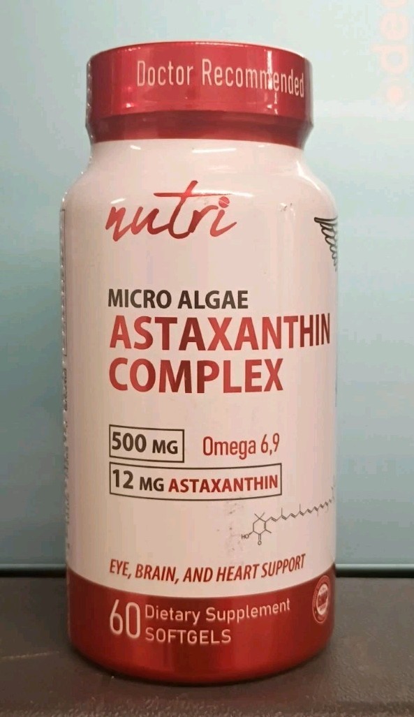 Nutri Astaxanthin Complex Eye Brain & Heart Support 12 mg 60 ct Exp: 07/2028