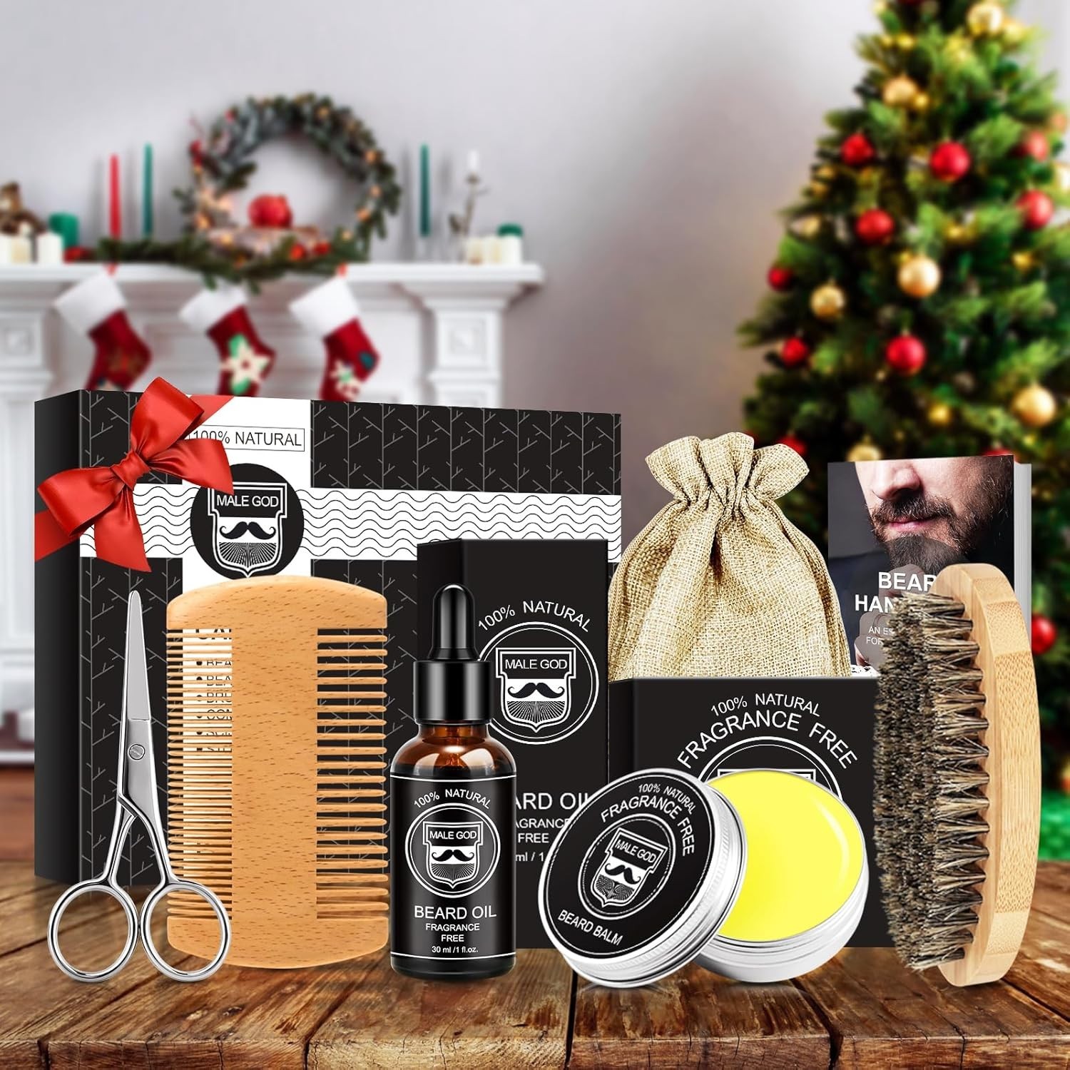 Eco-Friendly Beard Grooming Set – Growth Oil, Balm, E-book Guide Included