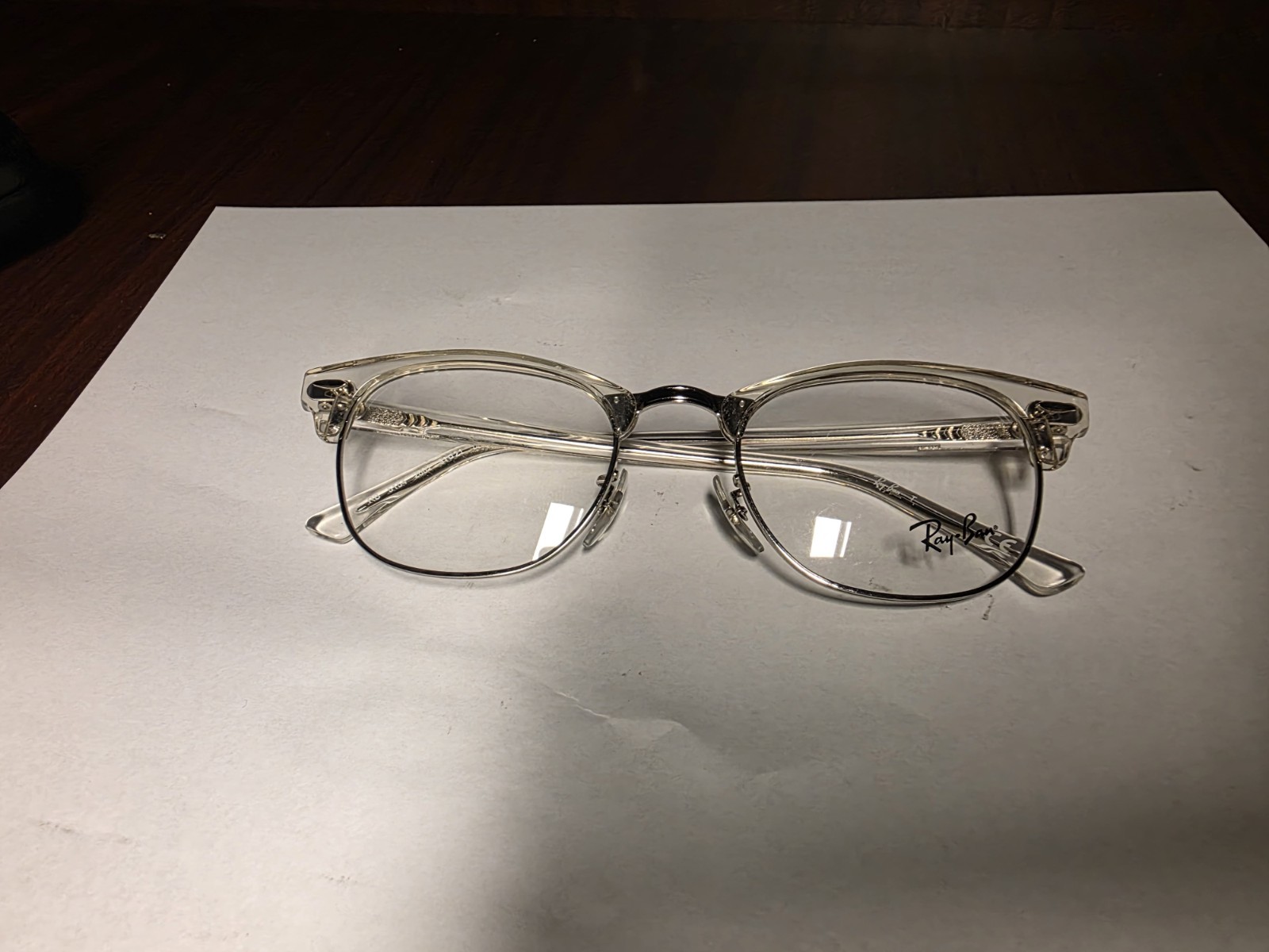 RAY BAN RX5154 2001 White Transparent Silver Clubmaster Unisex 49 mm Eyeglasses