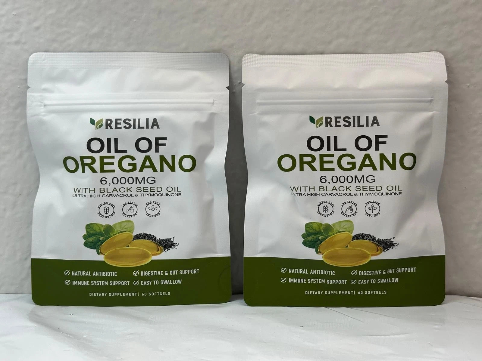 Resilia Oil of Oregano 6000mg with Black Seed Oil Softgels – 60 Capsules x 2 Pk
