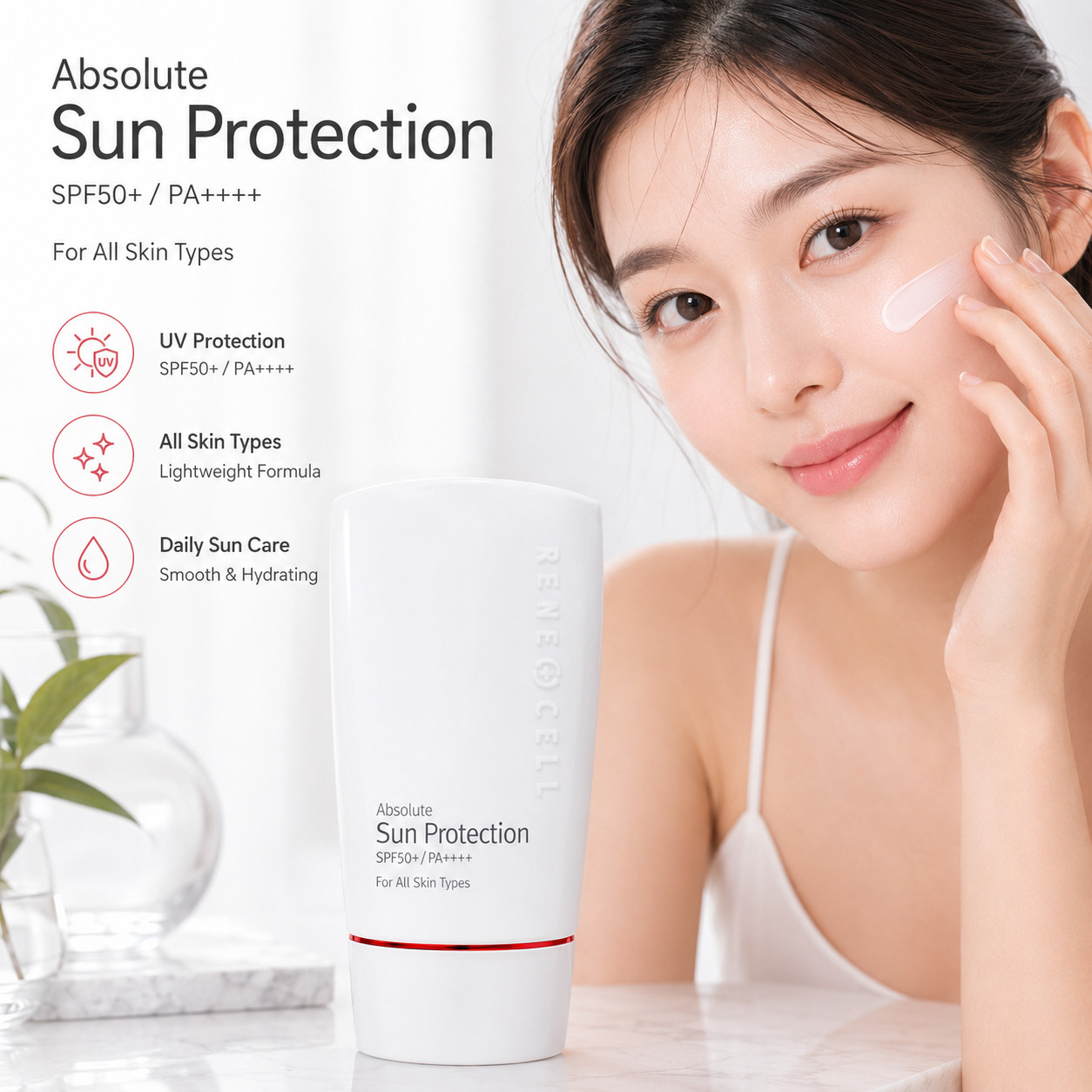 Renecell Absolute Sun Protection SPF 50 50g Korean Moisturizing Sunscreen
