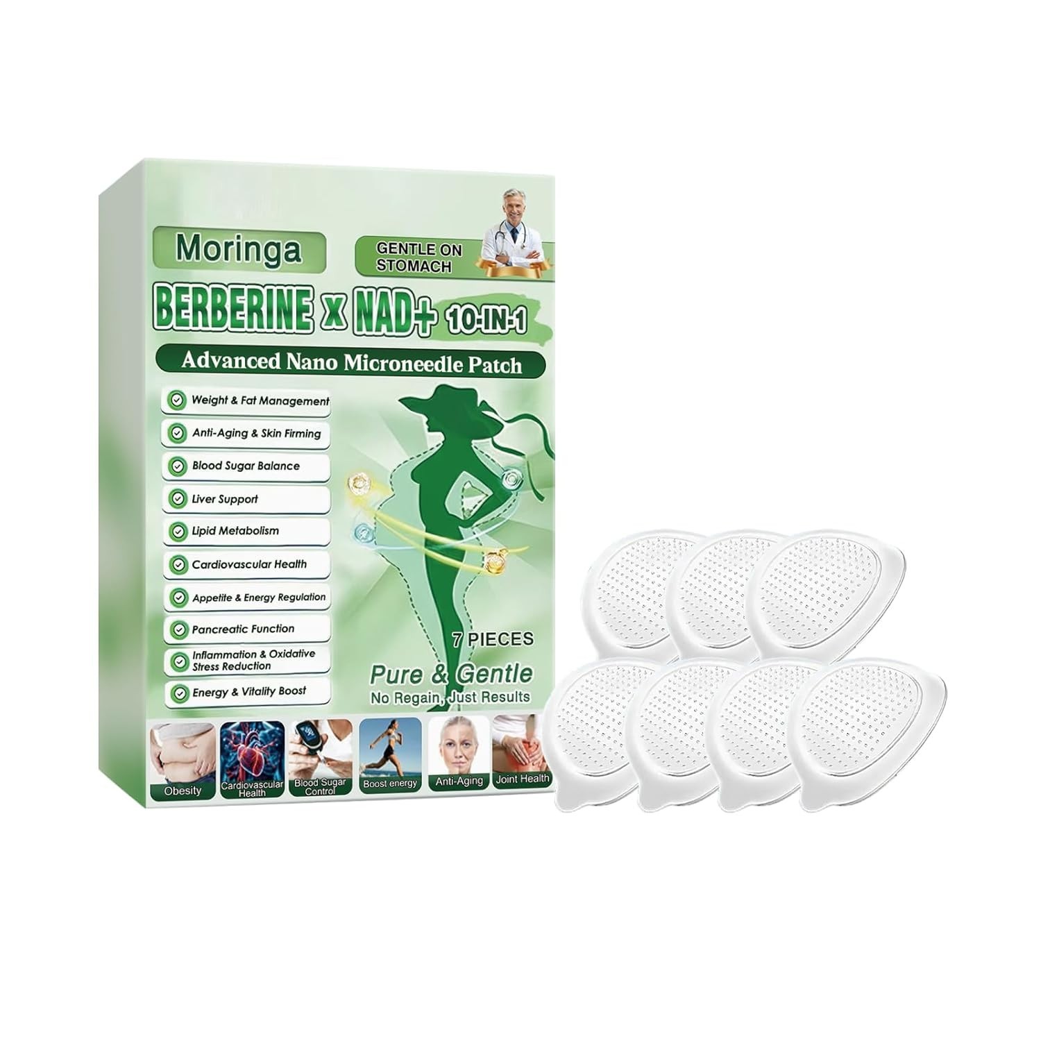 Moringa Berberine + NAD+ 10-in-1 Microneedle Patches Bioavailable Strength NEW