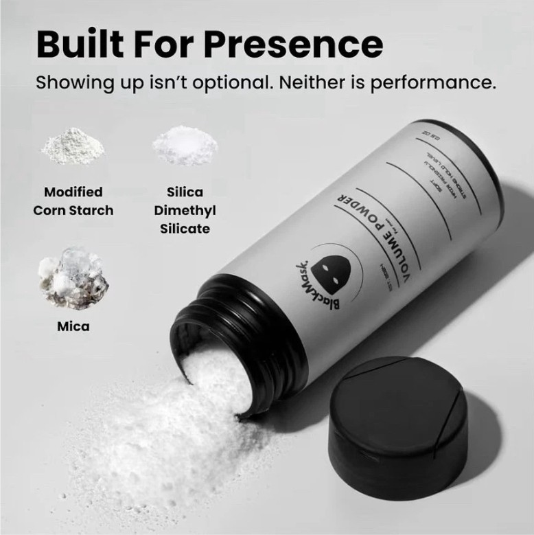 Black Mask Texture Powder for Men, Easy-to-Apply Styling Powder Dry Hair Look-2