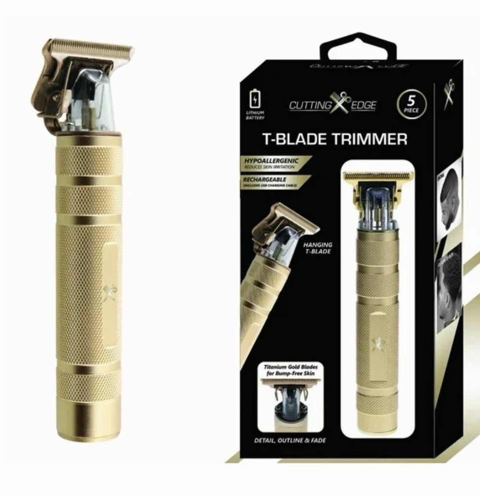 *NEW* Cutting Edge T-Blade Hair Trimmer Rechargeable Battery Gold 5-Piece Kit