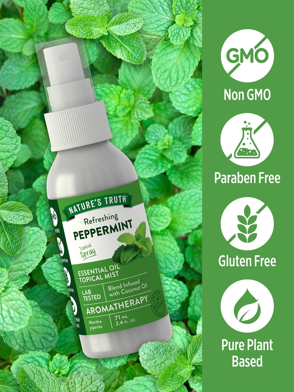 Peppermint Essential Oil Spray 2.4 Fl Oz | Aromatherapy | by Nature’s Truth