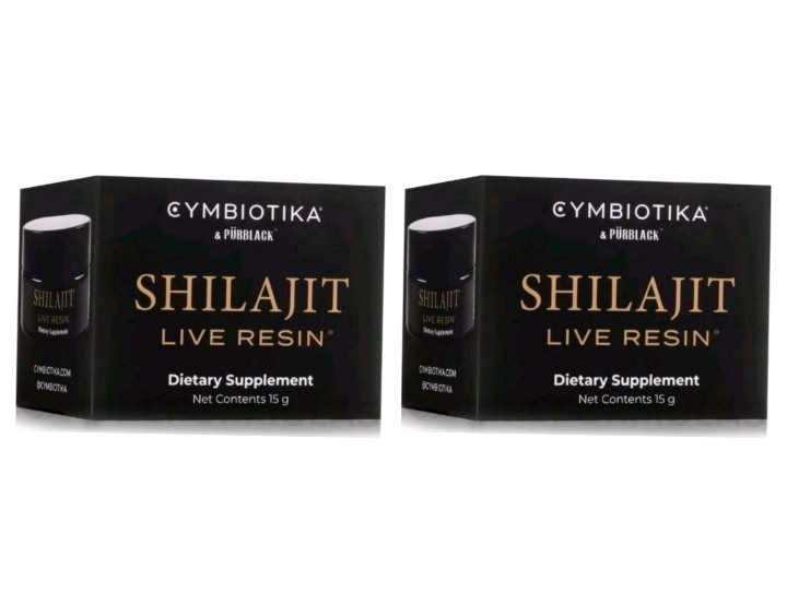 2 X Cymbiotika Shilajit Live Mineral Resin, Elemental Gold/Silver,15g EXP 2033