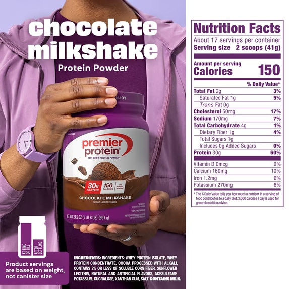 Premier Protein Chocolate Whey Powder 30g Protein 24.5oz 1.5lb