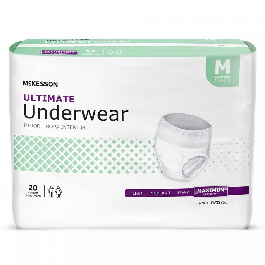 McKesson Ultimate Underwear Medium Adult Unisex Disposable Heavy Absorbency, 80