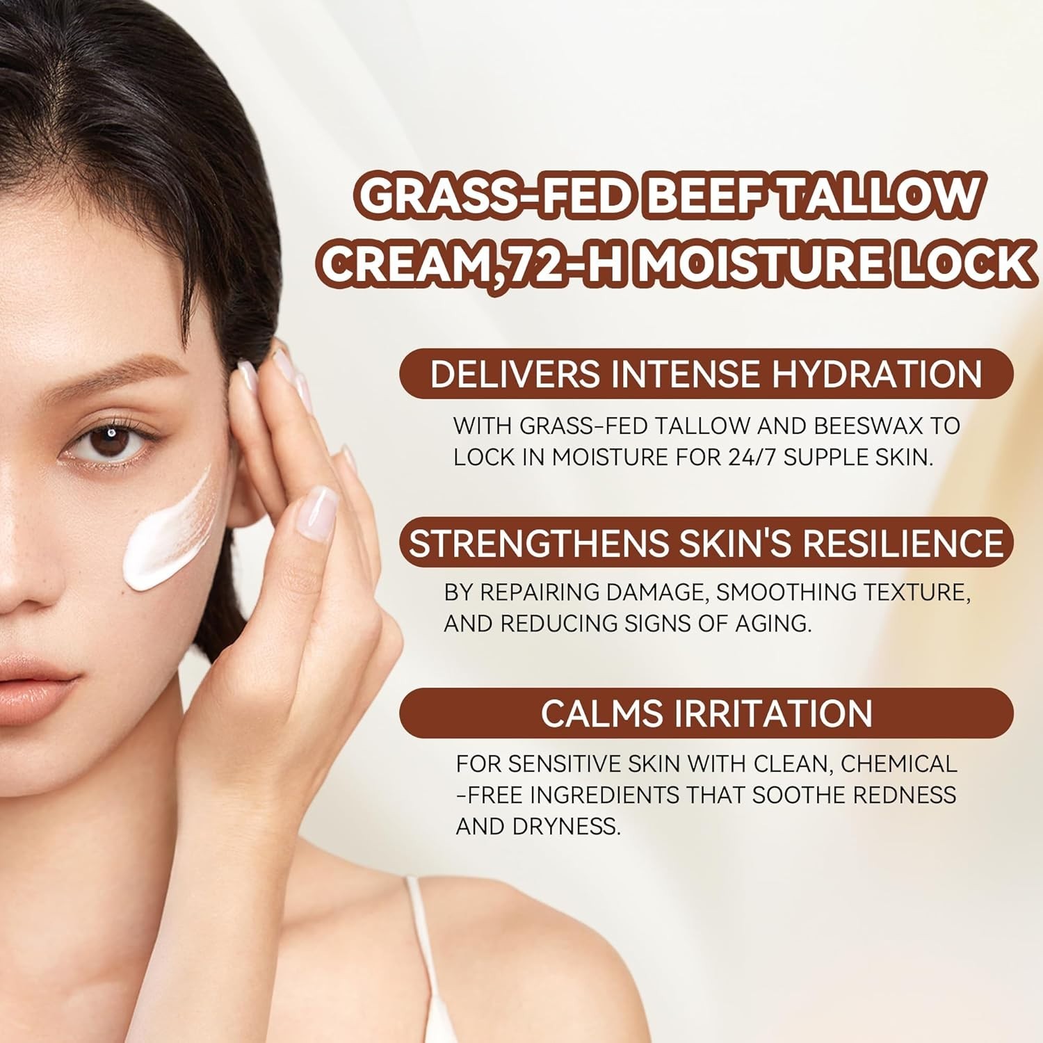 Organic Beef Tallow Honey Balm Face Body Moisturizer Unscented 4.2oz
