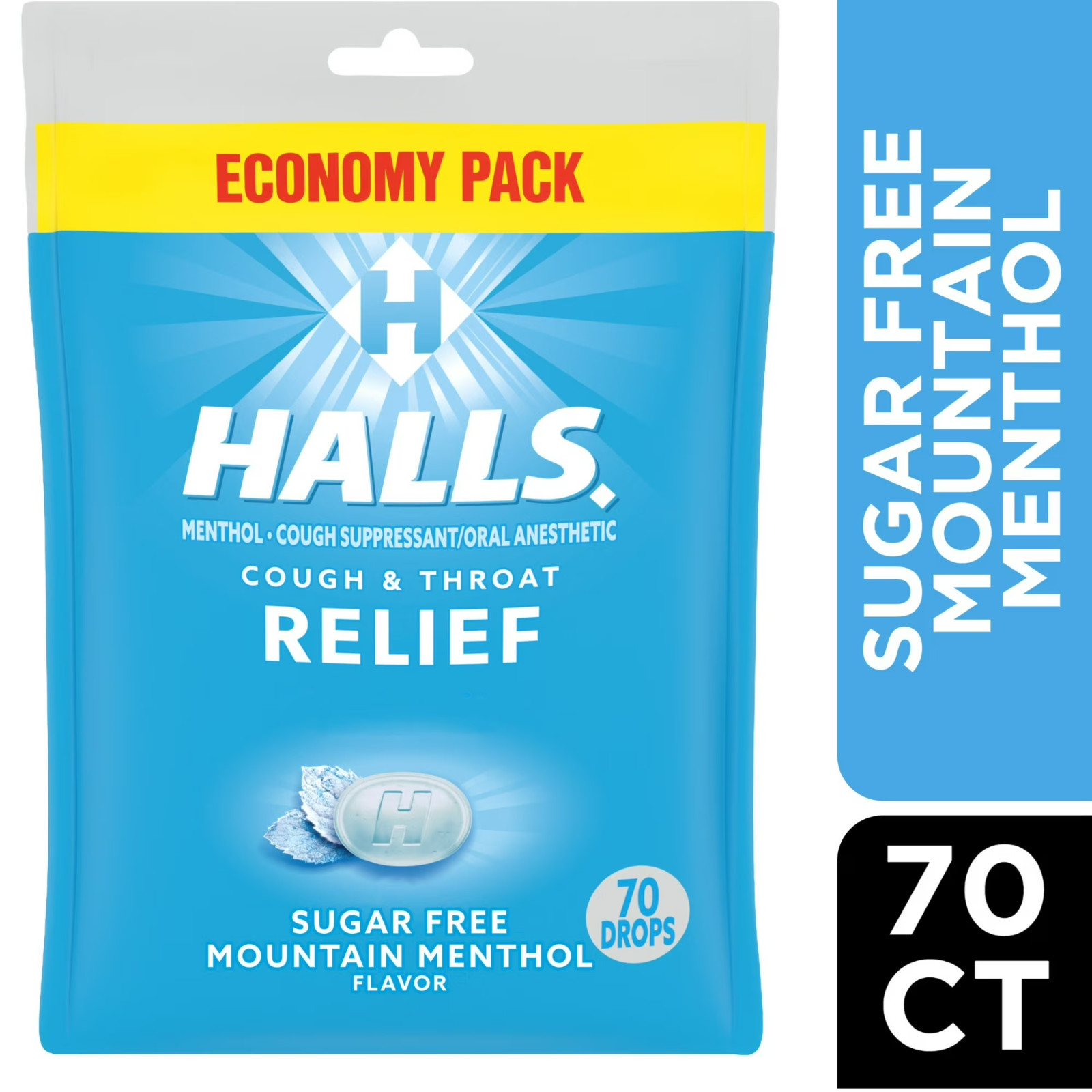 HALLS Relief Sugar Free Cough Drops, Economy Pack, 70 Drops Select Flavor
