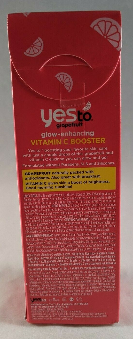 Yes To Grapefruit Vitamin C Booster Enhancing Skin Care Brightening Glow New
