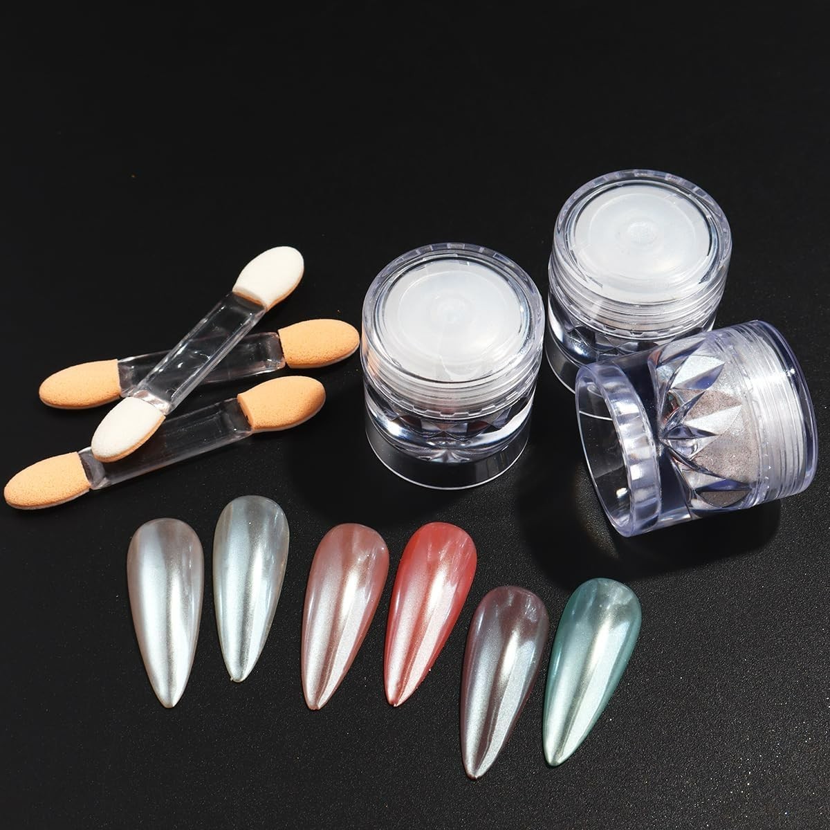 3Pcs Moonlight White Pearl Chrome Nail Powder, Super Glossy Clear Mirror Effect