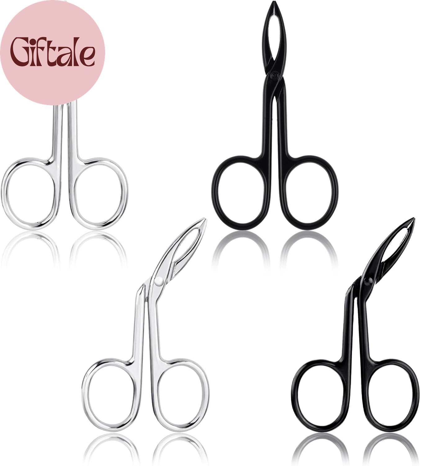 4 Pieces Eyebrow Tweezers Scissor Handle Set Flat Straight Tip Hair Plucker and