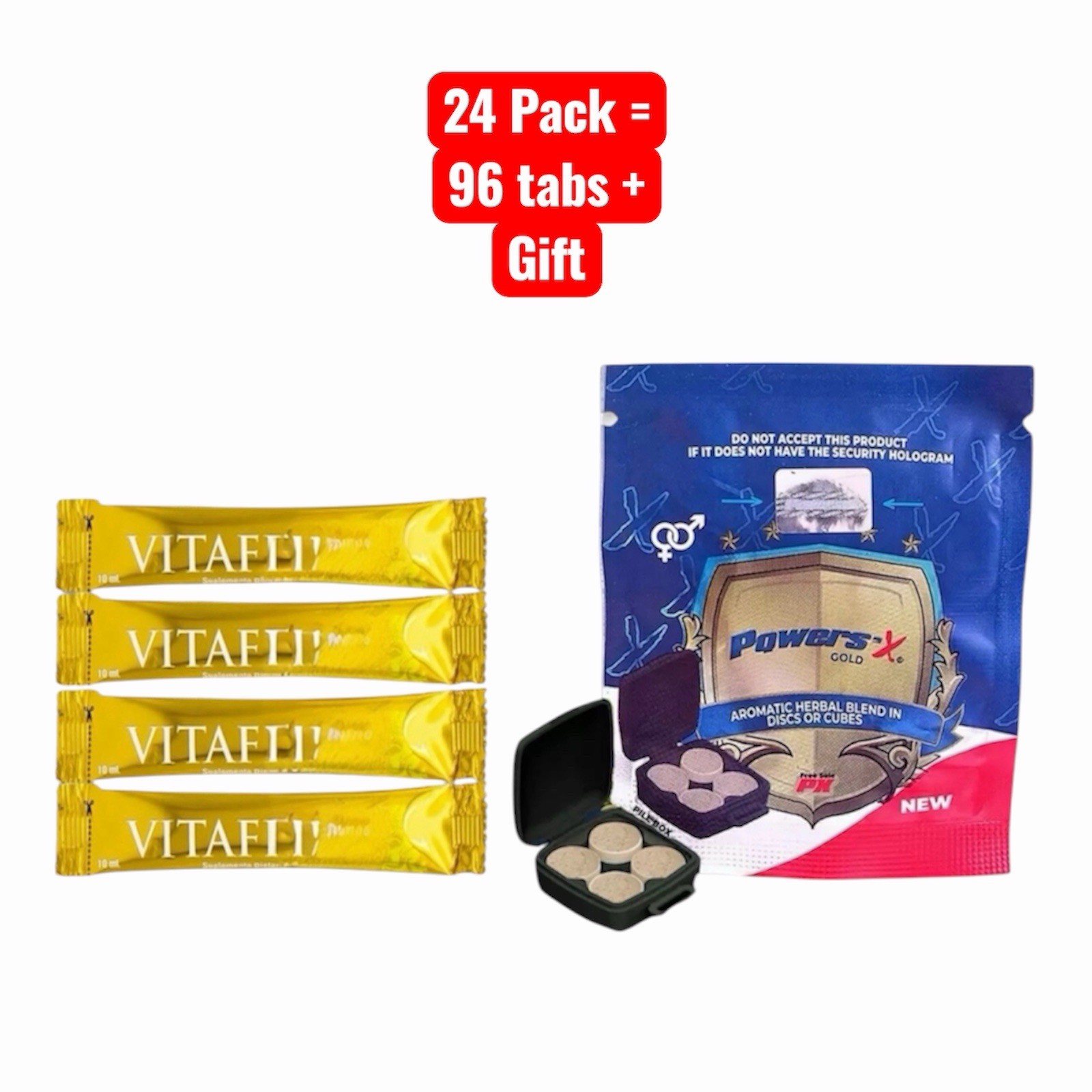 Powers’x Men’s Vitality Support Natural Supplement 24 Pack (96 Tabs) + Gift