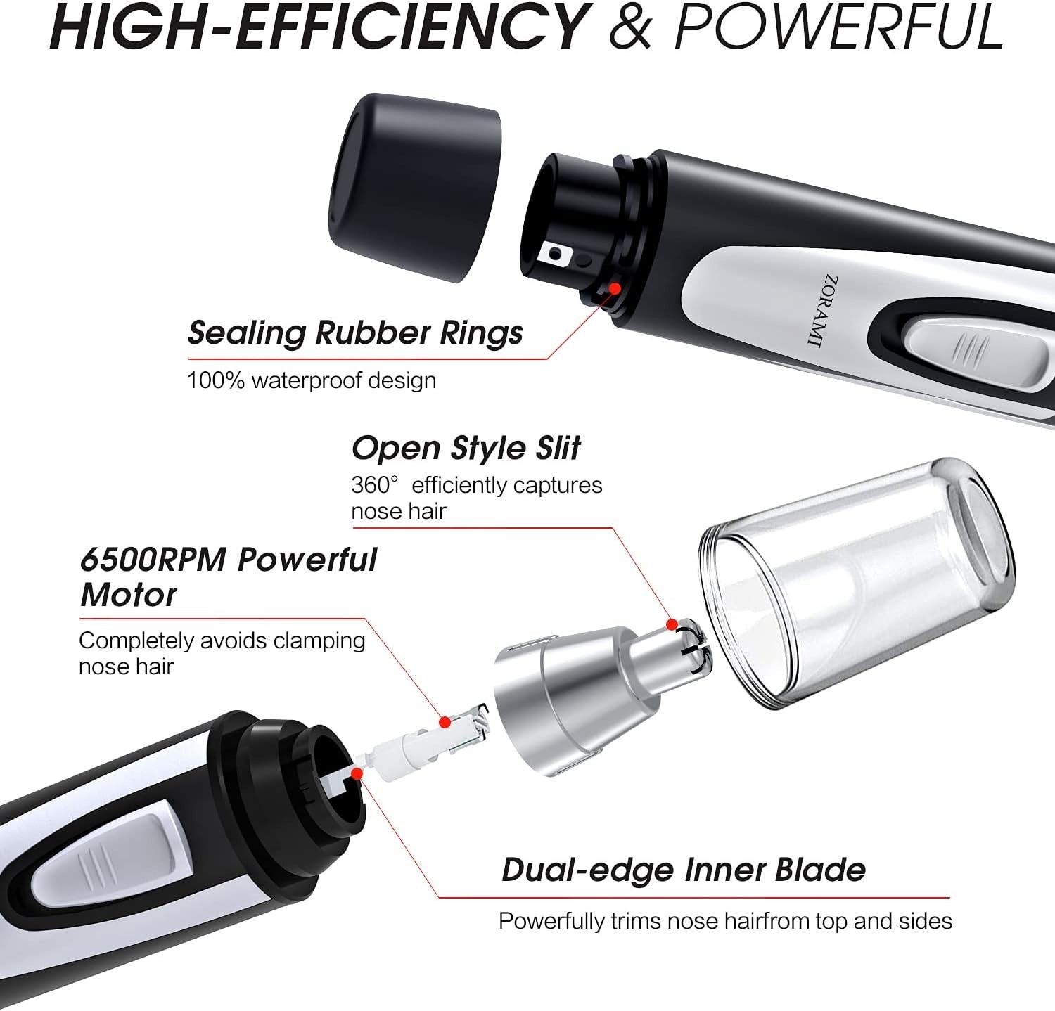 Effortless Grooming with Waterproof Nose & Eyebrow Trimmer – 30-Day Money-Back