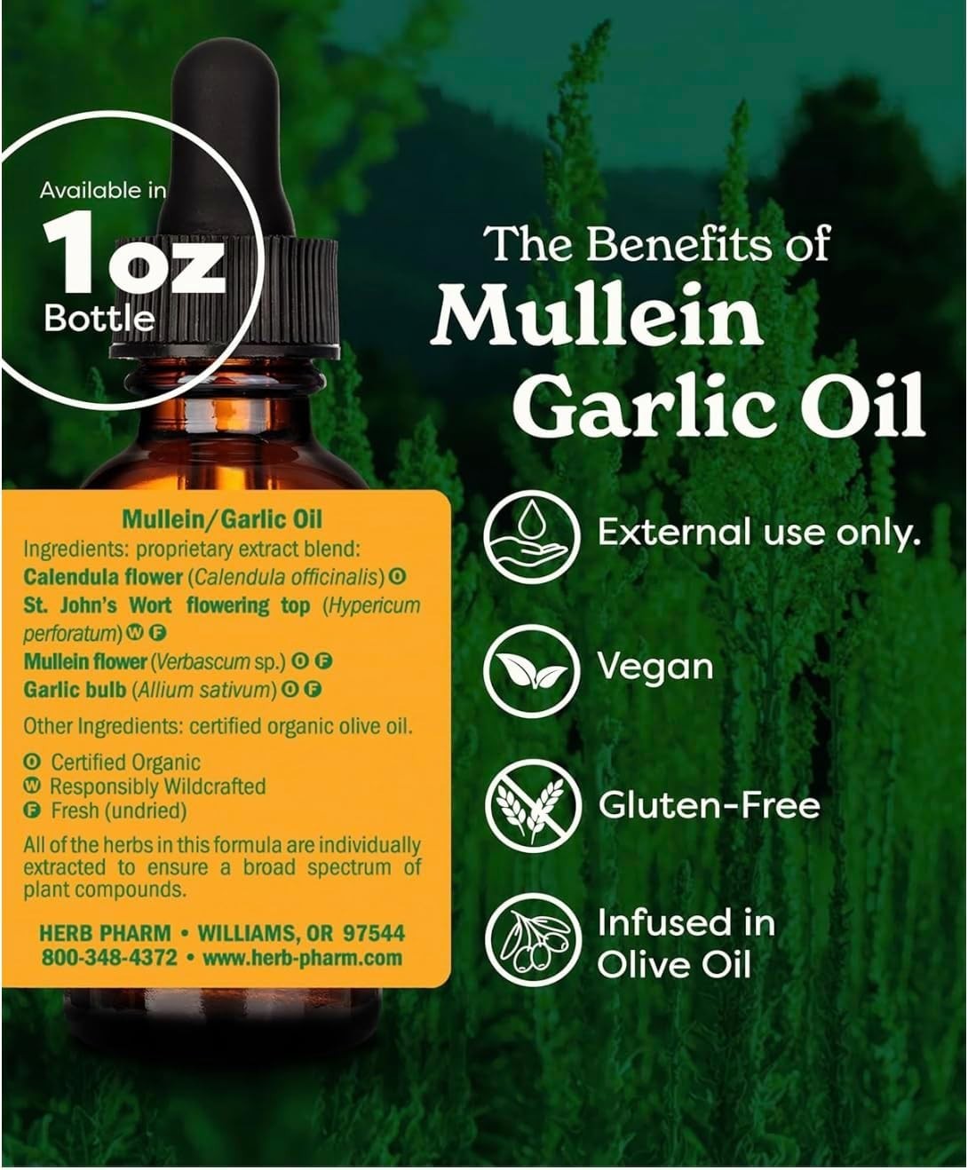 Mullein Garlic Oil Drops – Natural Herbal Remedy for Skin Support (1 oz)