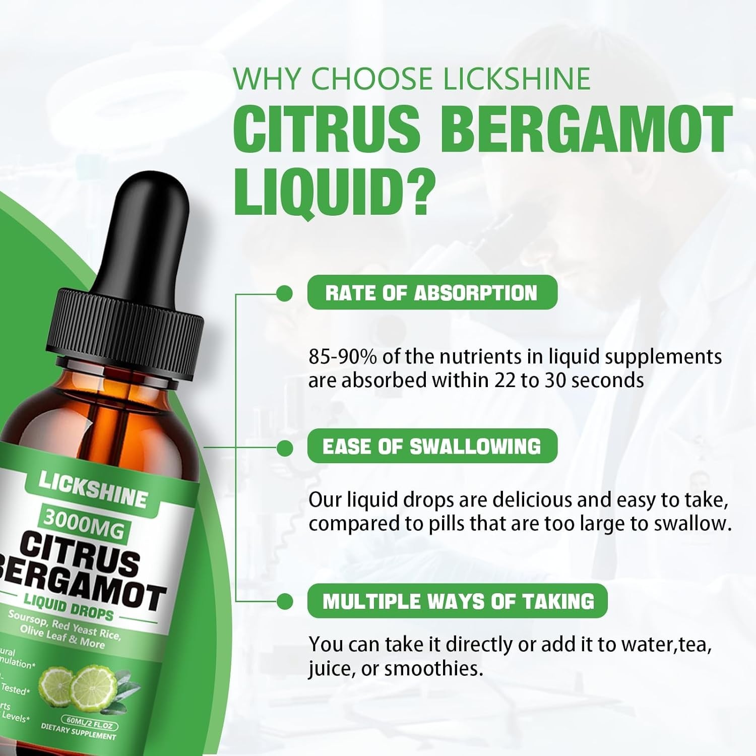 2 Pack 3000mg Citrus Bergamot Liquid Drops – High Absorption – Cholesterol Lo…
