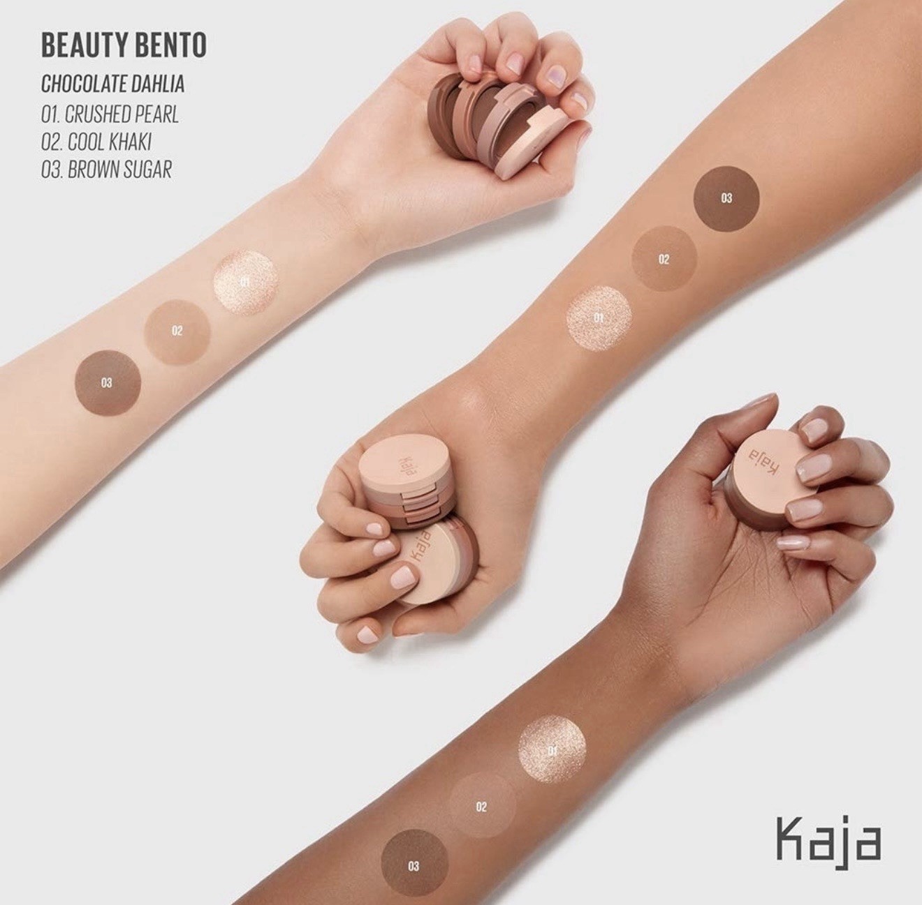 Kaja Beauty Bento Eyeshadow Trio Chocolate Dalhia Neutral Shimmer Eye Shadow NIB