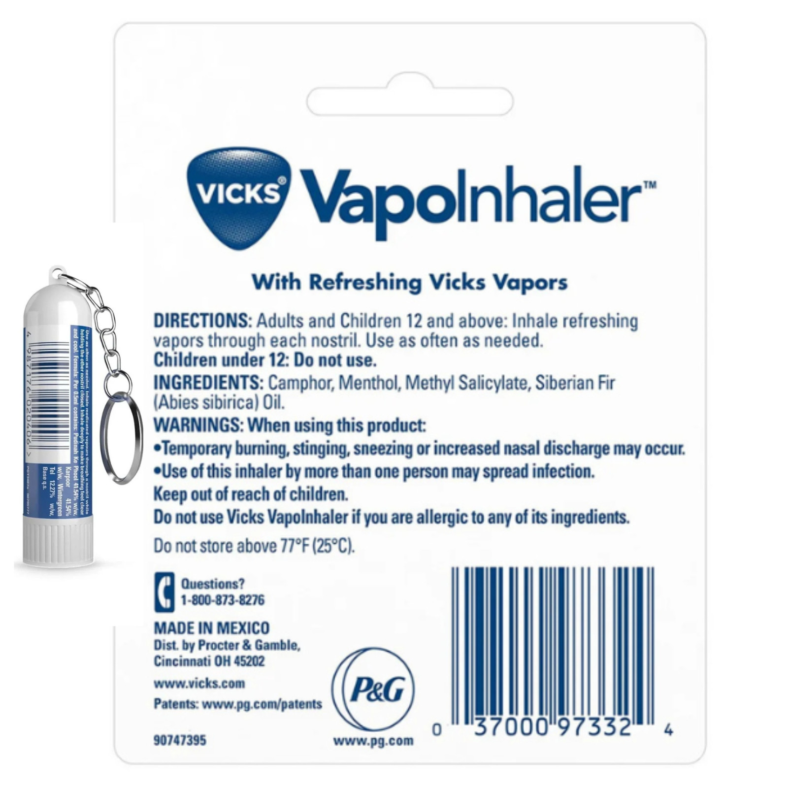 Vicks Inhaler Sinus Nasal Congestion Cold Allergy Block Nose Relief 0.5ml 5-Pck