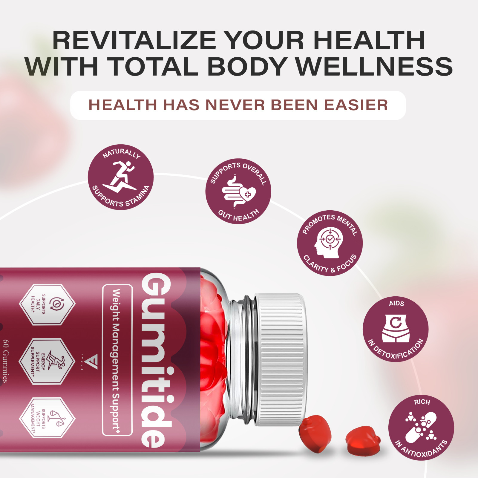 Gumitide Weight Management Gummies, Gumitide Supplement (60 Gummies)
