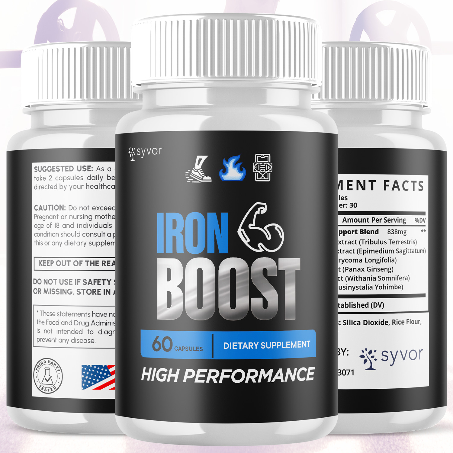 (2 Pack) Iron Boost Male Support Supplement Advanced Formula IronBoost 120 Caps