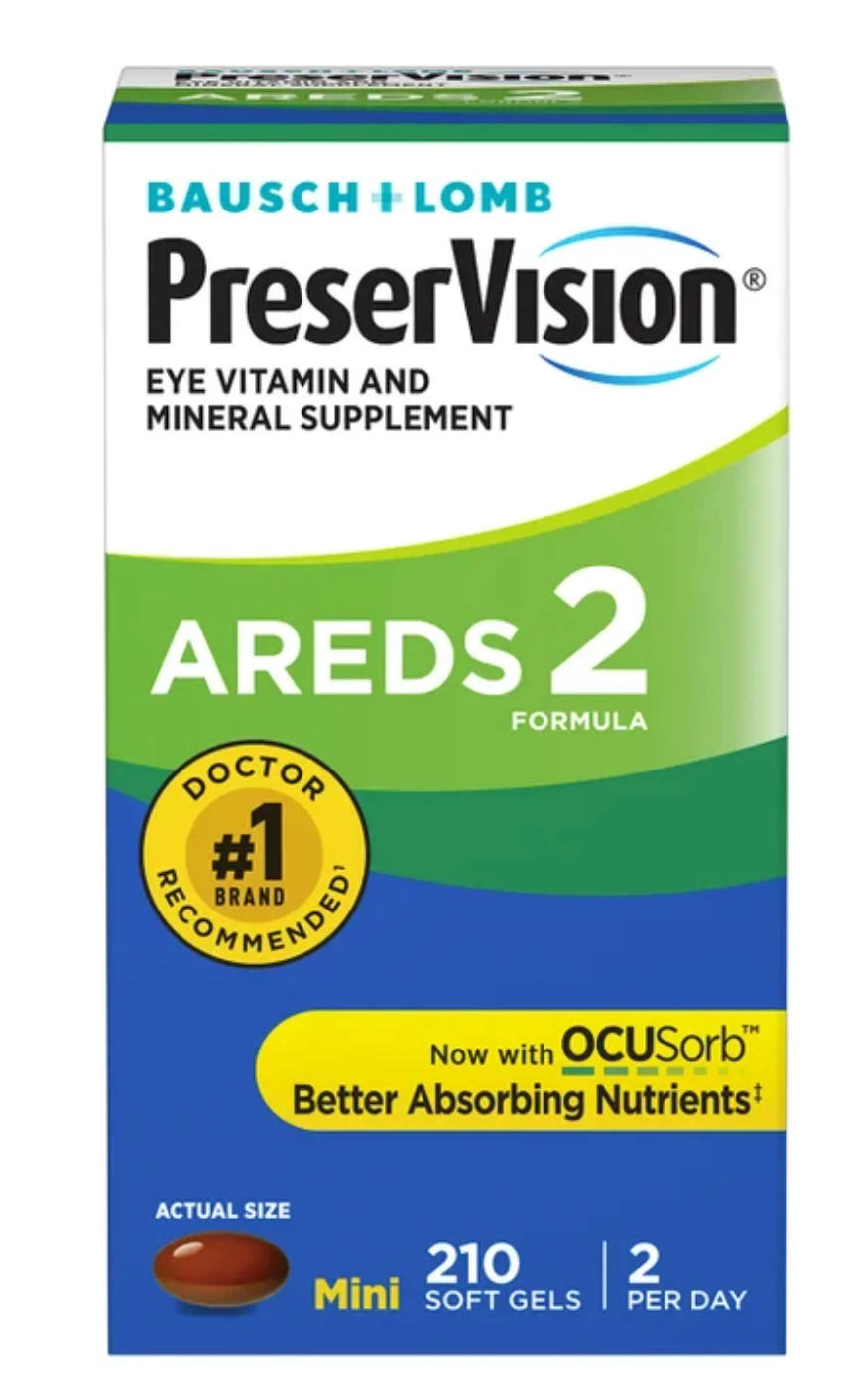 Pack of 2 | Preservision AREDS 2 210 Count Eye Vitamin Mini Soft gels EXP 04/28