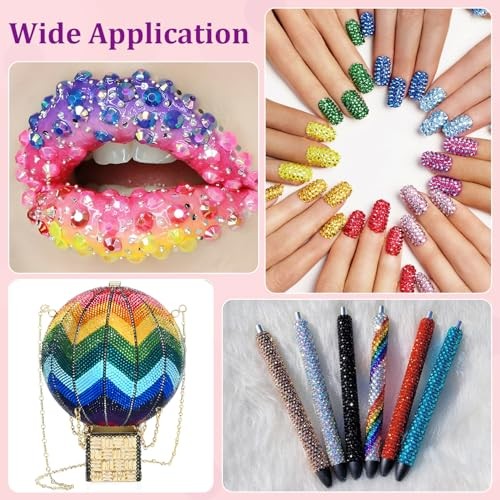 9000Pcs Resin Jelly Rhinestones Large Pack + 3Pcs Glue Jelly Multicolored 5mm