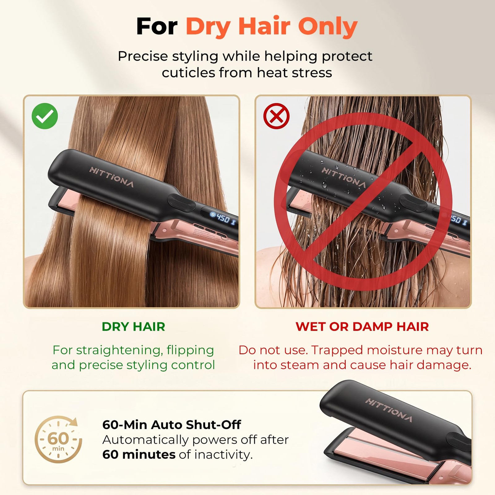 Hittiona Infrared Ceramic Ionic Flat Iron Hair Straightener Sonic Vibration