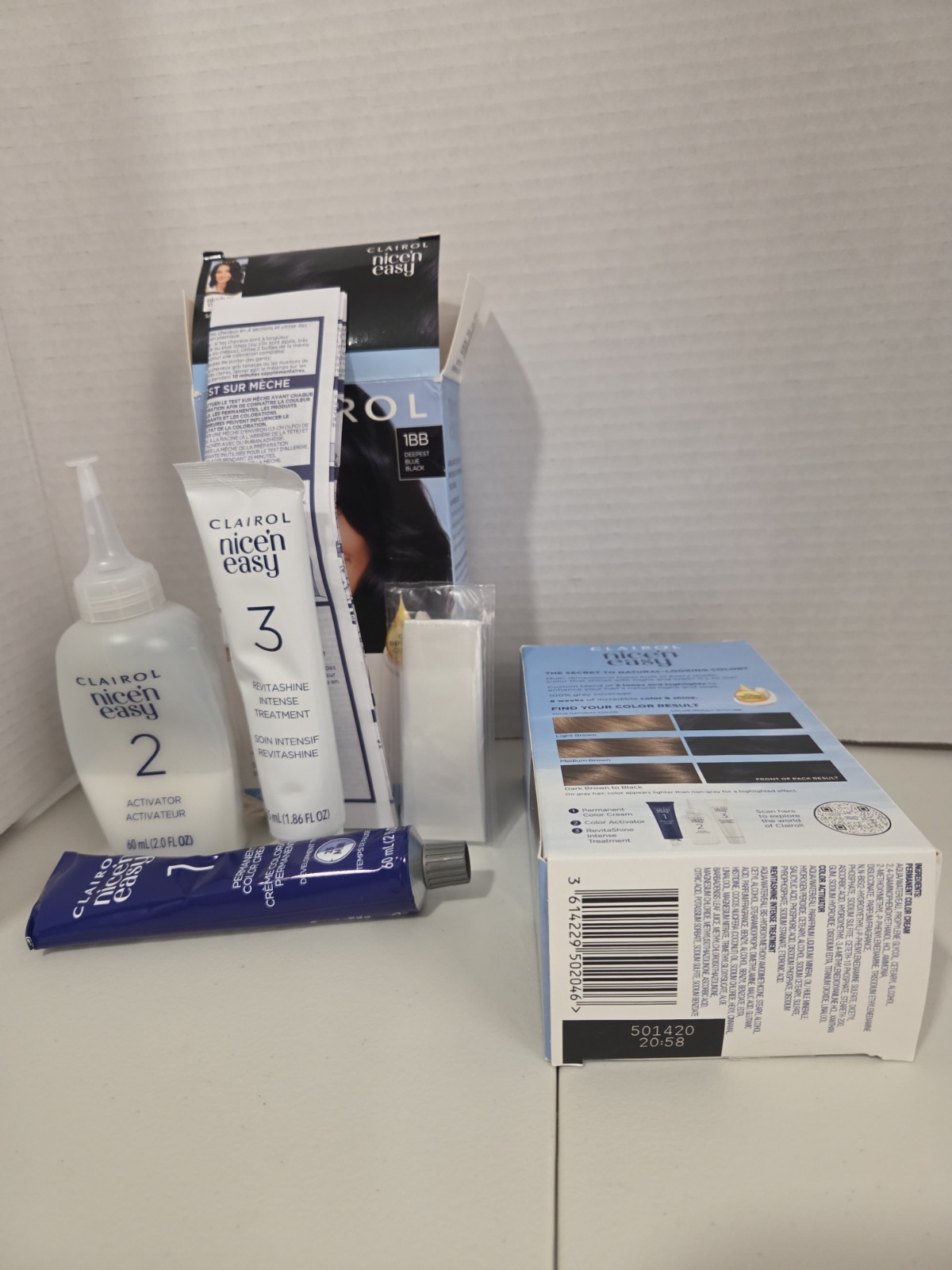 2 Boxes: Clairol Nice n Easy Permanent Hair Color #1BB Deepest Blue Black