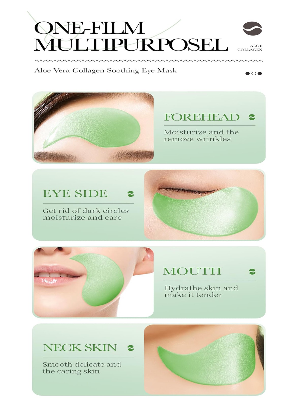 Easilydays Aloe Vera Under Eye Masks, 60 PCS, Bags, 20 Count (Pack of 3)