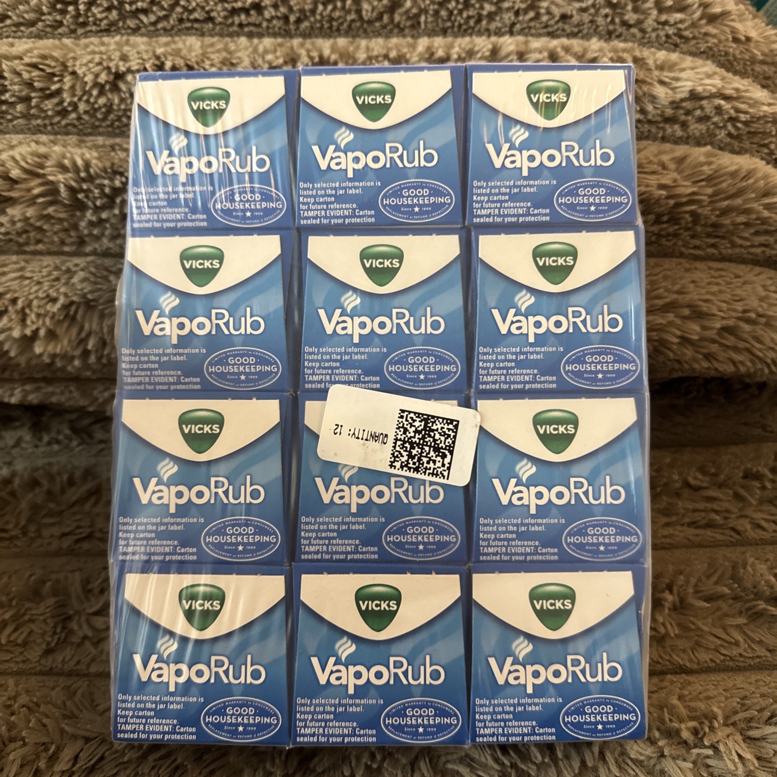 (12) Vicks VapoRub Cough Suppressant Chest Rub Ointment Original, 1.76 oz, 9/27