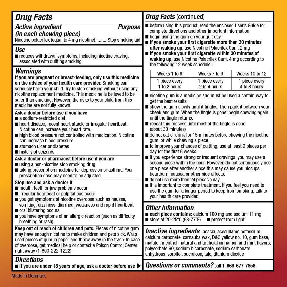 Amazon Basic Care Nicotine Polacrilex Coated Gum 4 mg (nicotine), Cinnamon Flavo