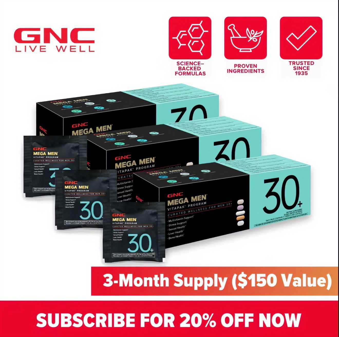 GNC Mega Men Vitapak Program 30+ Multivitamin