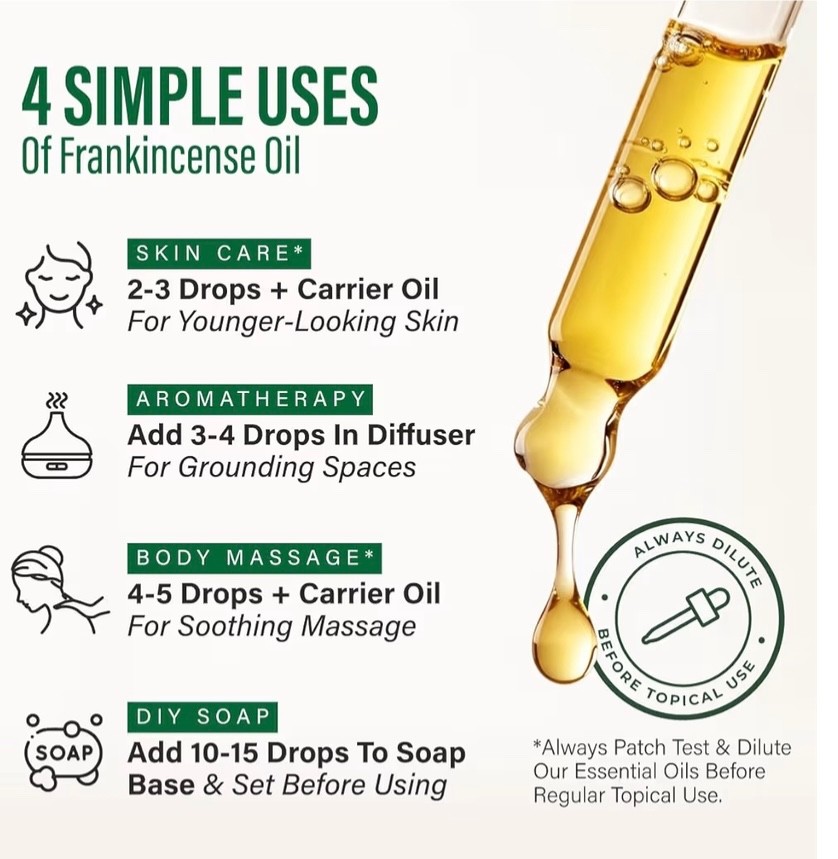 100% Pure Frankincense Oil – 4 Fl Oz Frankincense Essential Oil for Hair, Skin,