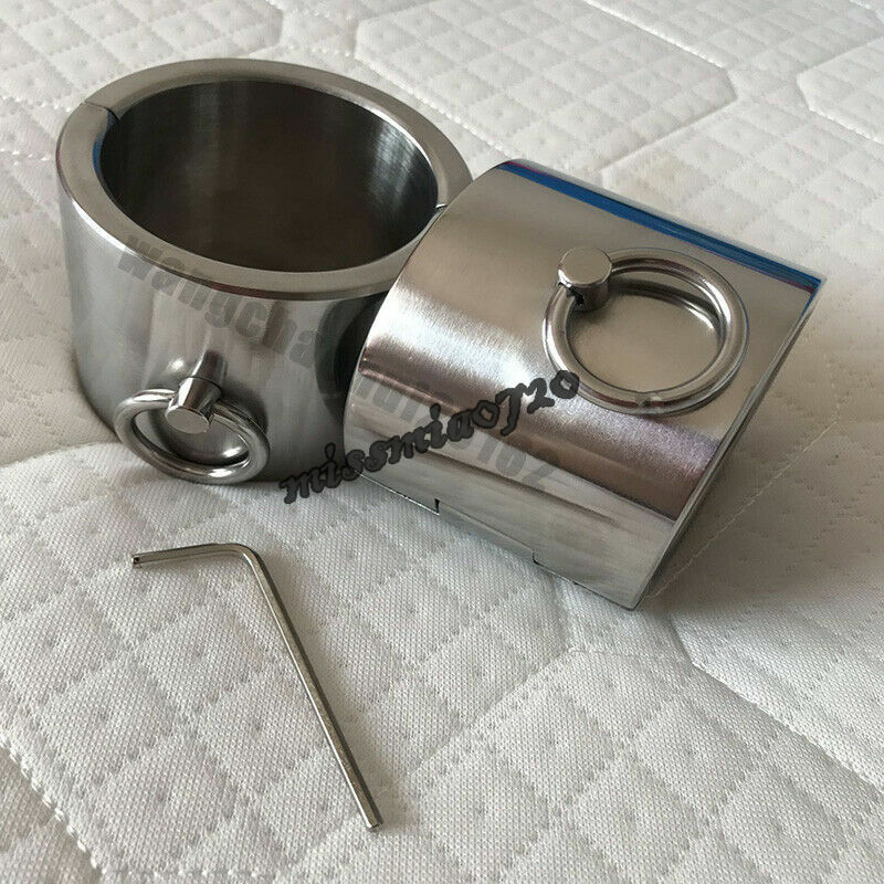 Heavy 6CM High Stainless Steel Shackle Handcuff Ankle-Wrist Cuffs Fetter Manacle