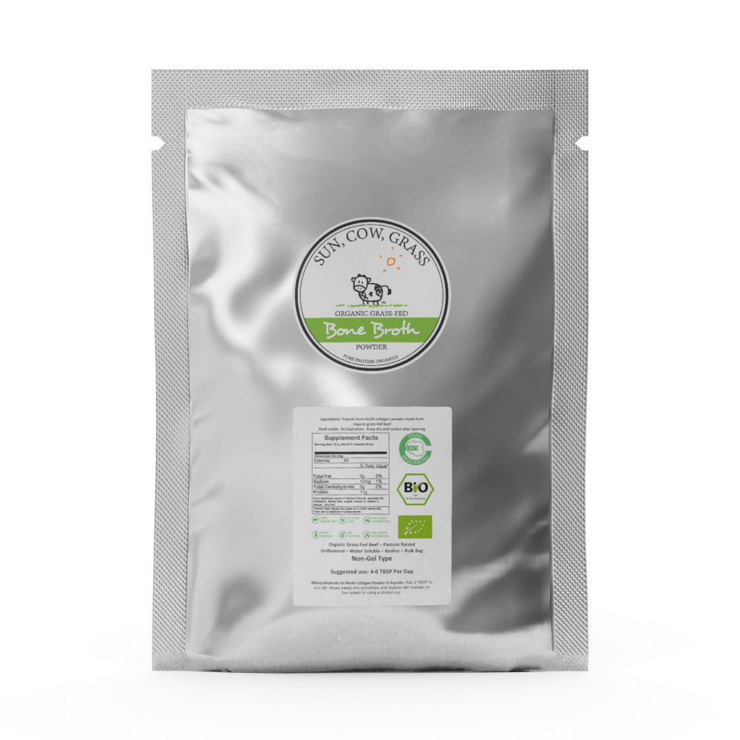 Bone Broth Powder – Pure Protein Organics – Grass-fed (1LB / 453g) D