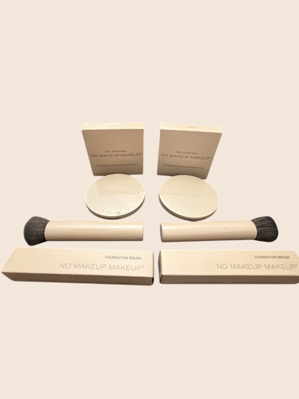 The Original No Makeup Makeup MEDIUM LOT x2 Foundation & Brushes Damaged