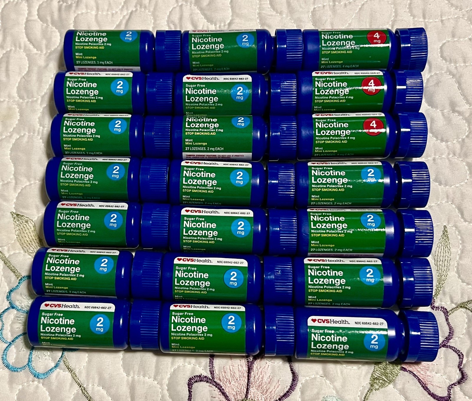 Lot CVS Nicotine Polacrilex Mini Lozenge 2mg 4mg Mint Sucralose Free 567 Piece