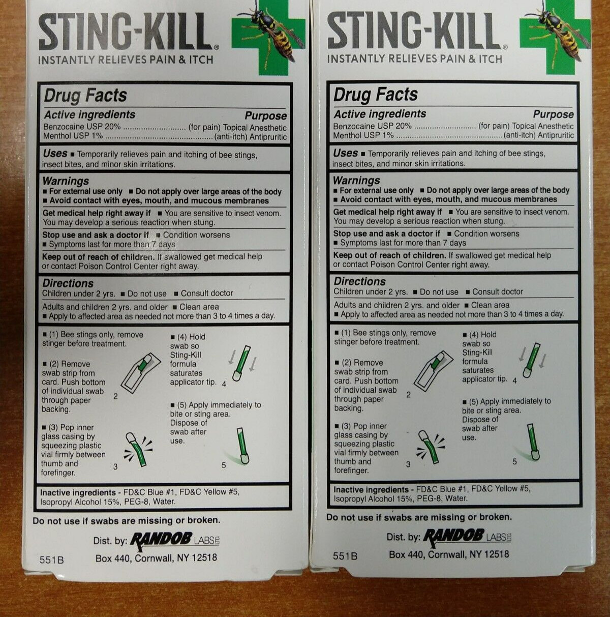 2 Boxes: Sting Kill Max Strength Insect Bite Pain Swabs Exp. 4/25 (0503) R3P4