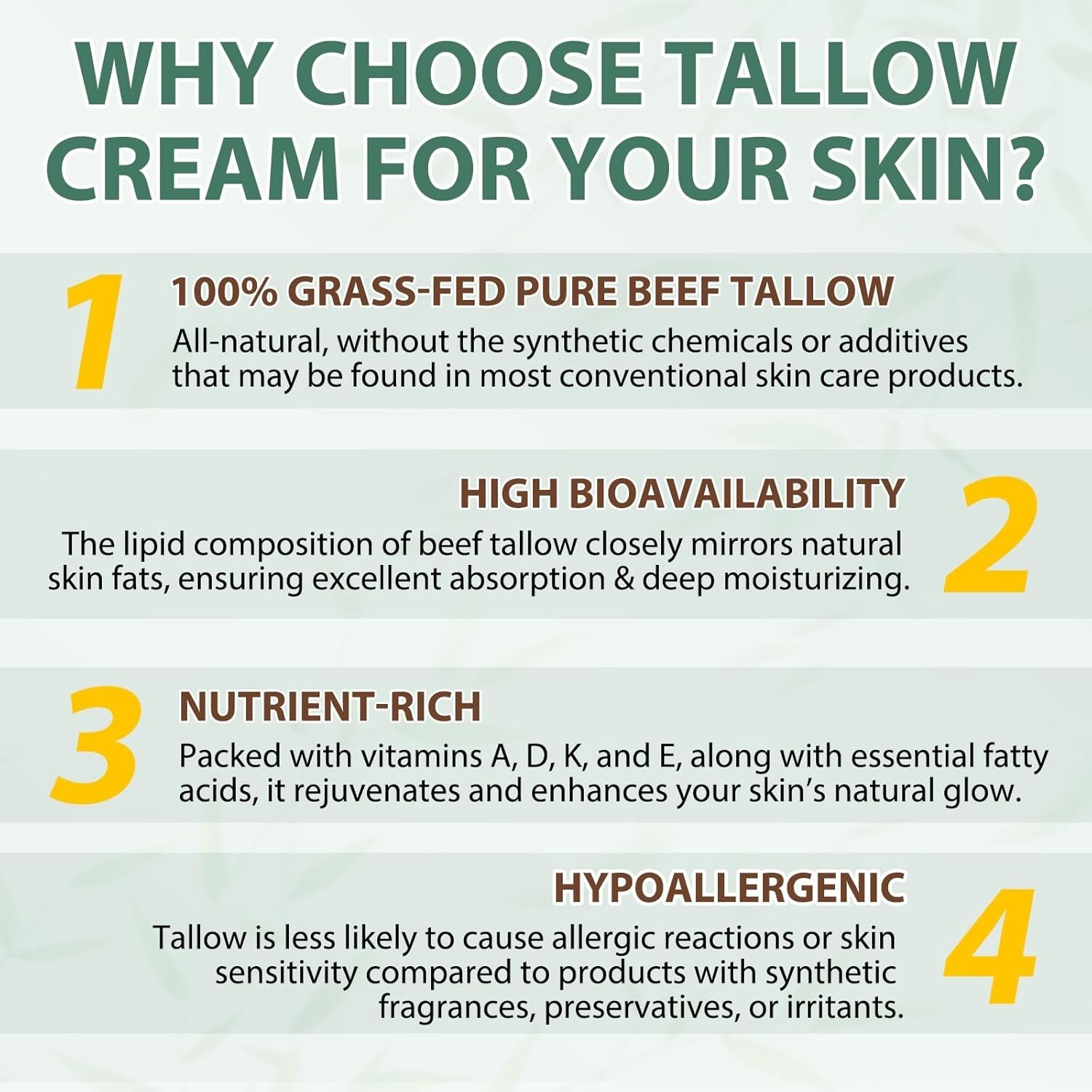 Grass Fed Whipped Beef Tallow Balm Honey Face Body Cream 4.2oz
