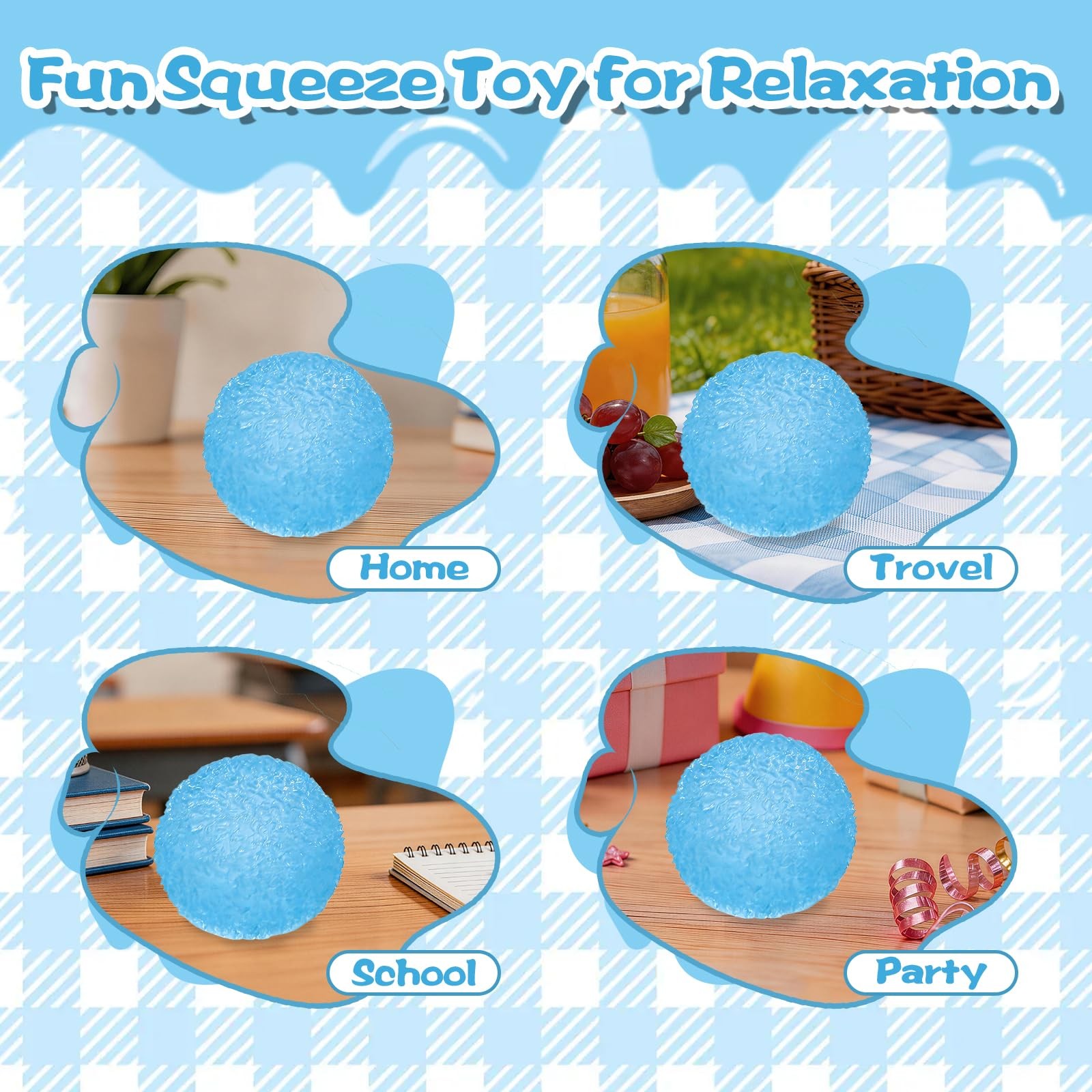 Textured Squishy Stress Ball 6cm/2.36in for Kids Ages 3+ & Adults, Sensory Sq…